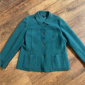 Lands' End Women's Wool Sweater Jacket button down